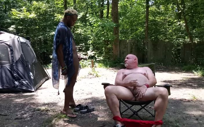 beardaddychub: Caught!! Bear Jerking in the Woods Gets a Surprise Guest...