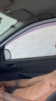 Skinny Jerking off and Cumming Inside the Car