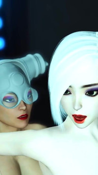 Science-fiction transerotica, une trans sexy avec une énorme bite baise une blonde sexy
