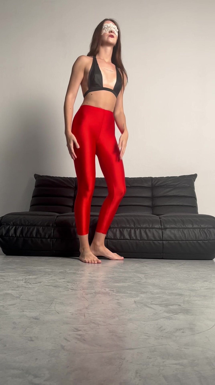 Holy Harlot: Yoga-red Nylon Shine Leggings