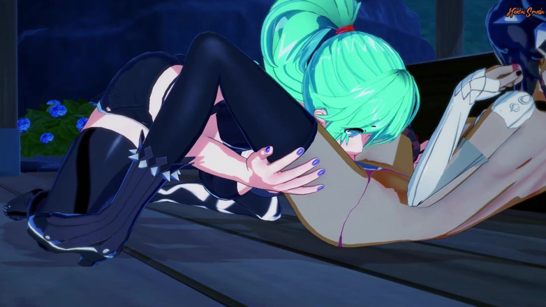 Hentai Smash: Xinyan dimakan pepeknya kemudian dikongkek strap-on oleh Jori - Genshin Impact...