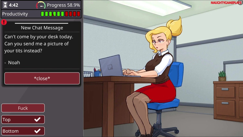 Naughty gameplays: Ledwo Działa - Cycata Blondynka Zerżnięta Przez Wszystkich W Biurze - Gra...