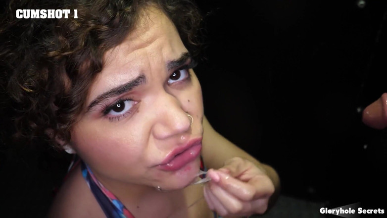 Glory Hole Secrets: Gloryholesecrets - Curly Haired Babe Visits the Gloryhole for a Deepthroat
