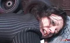 An Entire Gang of Strong Black Guys Surround a Brunette MILF and Fuck Her Raw