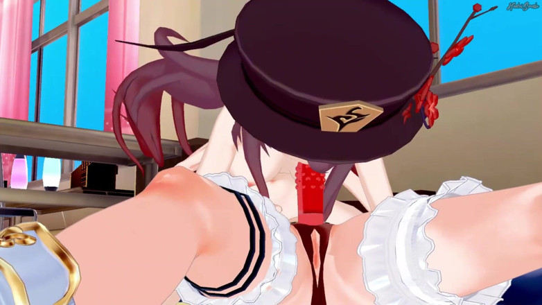 Hentai Smash: हू ताओ एम्बर के स्ट्रैपआन लंड की सवारी तब तक करती है जब तक वह चरमसुख नहीं लेती - Genshin Impact लेस्बियन हेनतई।