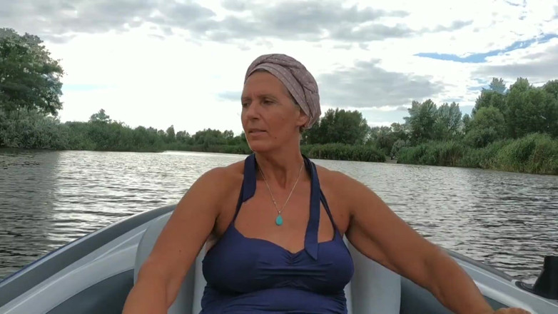 Lukerya: Sexy Old Weekend Housewife in One Piece Swimsuit on Boat
