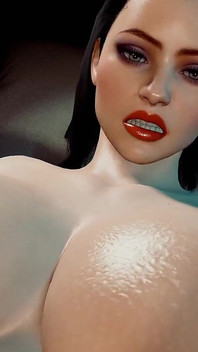 Vnadná brunetka si bere obrovské Glass dildo do zadku | 3D porno