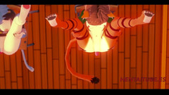 Yaoitube: Furry Hentai 3D - Orgie Furry. 4 chlupaté dívky s robertky stříkají