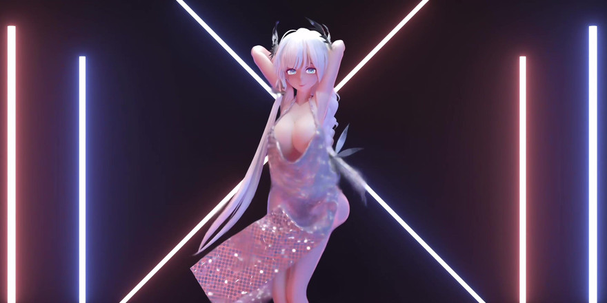 MikuMotion: Phut Honsexy jurk; Zwarte netkousen; Witte netkousen; Grote tieten schudden;...