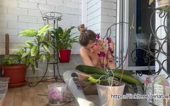 A Naked Gardener Plants Flowers and Pleases the Neighbors with Her Appearance