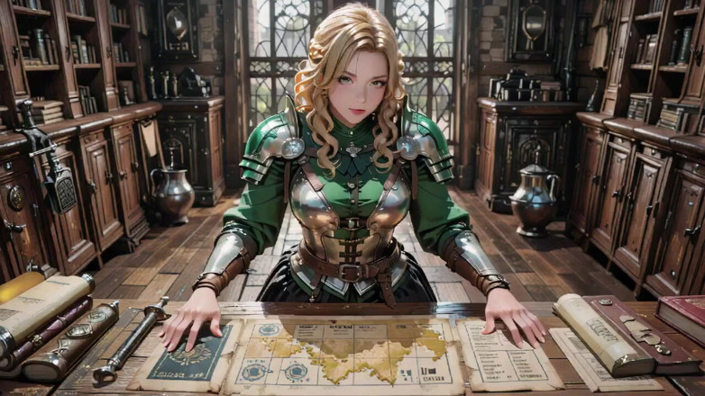 Seraphina Vale: แฟนตาซี Knight ในยุคกลาง! ชุดเกราะสีเขียวและความลับแฉะ คุกเข่าในห้องสมุดจ้องมองคุณ ยัดหน้าอก