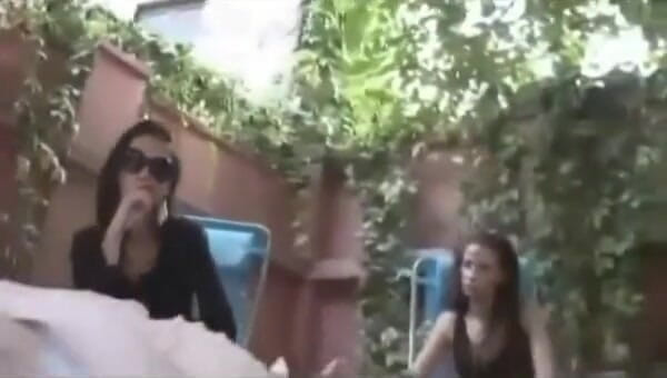 Foot Girls: Arrogant crude brats use her foot slave on the loggia...