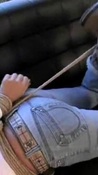 Vixen Hogtied Ballgagged pe canapea