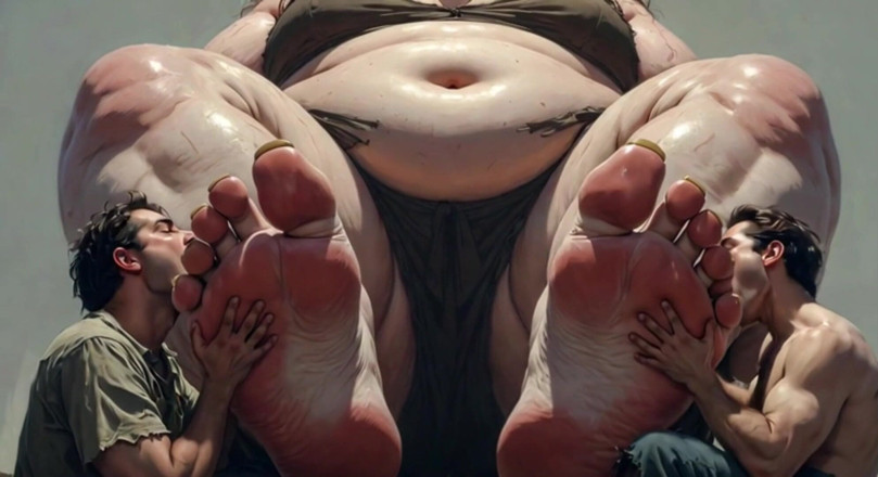 YOUR BEST FANTASY: SSBBW Mistress Foot Worship - Two Slaves Cleaning Her Massive Feet