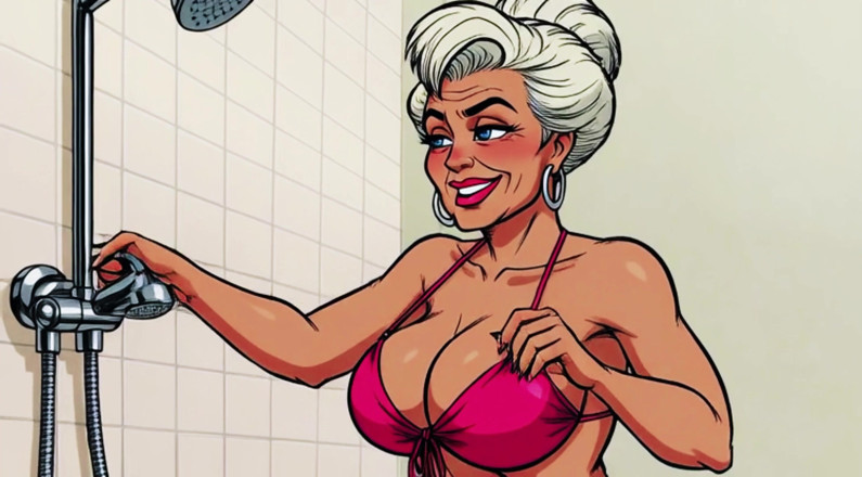 AI Porn: Ai scene del bagno stuzzicamento scuotendo il culo