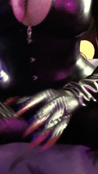 Eva Lateks Fetish BDSM Mistress Mistress Solo Dominatrix Catsuit Getah Tinggi Cermin Mata MILF Sarung Tangan Punggung Besar