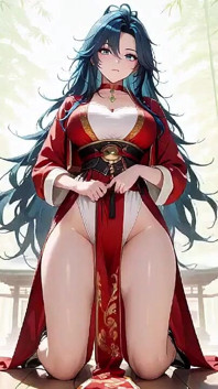 Blue-haired Samurai! Service in the Bamboo Grove. What Secrets Hide Under That High-slit Kimono?
