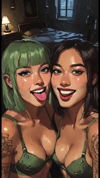 Sexy sexy lesbičky jazyk a polibek fetiš, ai animace
