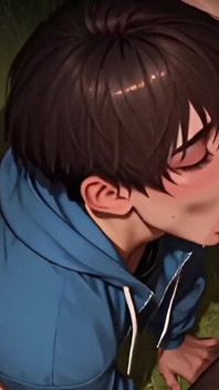 Cute Slim Femboy in Open Blue Jacket and Red Socks Gets Destroyed by Big Black Cock on Grass - Outdoor Size Difference BBC Breed