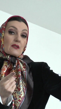 Elegant, Shiny Satin Headscarf Fashion Show JOI, Lady Victoria Valente
