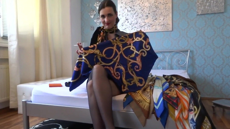 Lady Victoria Valente: POV. Cum in the silk scarf. Scarfwanker