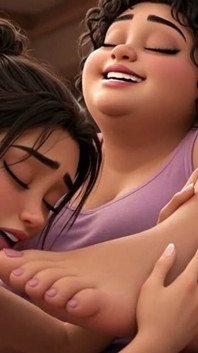 BBW 발 지배 - 얇은 노예가 뚱뚱한 발바닥을 핥다