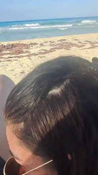 MILF Sucks Cock and Swallows Cum on the Beach POV