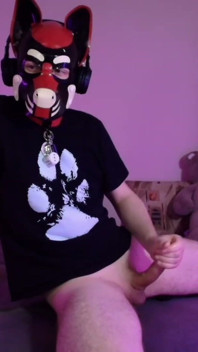 Playful Pup Tease with Fingers and Flex