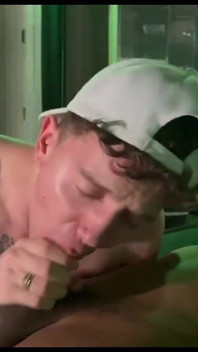 Hot Blowjob Threesome with Ginger Skinny Twink and Two Big Cock Daddies