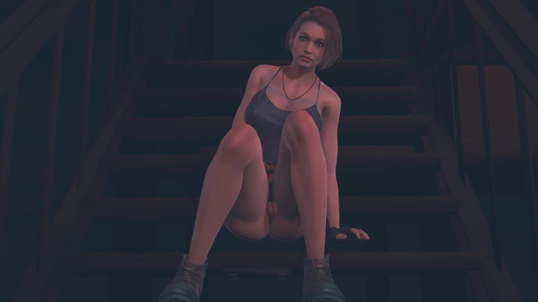 Waifu club 3D: Jill Valentine se masturbe dans les escaliers