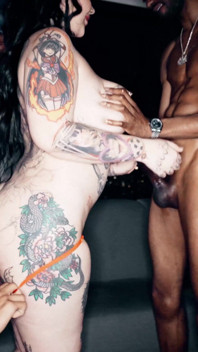 Tatted Goth Brunette Double Vaginal Stuft by Two 11 Inch BBC