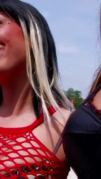 Outdoor Threesome for Two Horny Teens and a Hard Cock