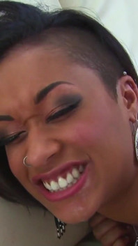 Skin Diamond ebony has sex with a black cock to get his hot cum