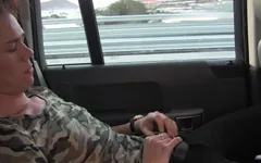 Justin Strokes His Load Out in the Back Seat