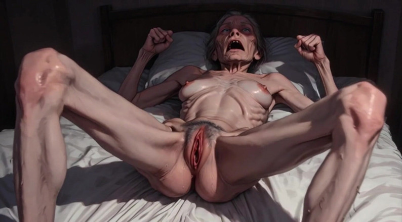 YOUR BEST FANTASY: Very Old Skinny Granny Solo Session - Rubbing My Thin Hairy...