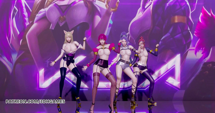 3D-Hentai Games: Black Pink - 스트립쇼, Ahri, Akali, Evelynn, Kaisa, 3D 에로틱 댄스를 좋아하는 방법