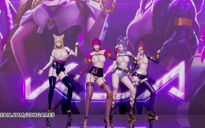 3D-Hentai Games: Black Pink - Jak lubisz ten striptiz, Ahri, Akali, Evelynn, Kaisa,...
