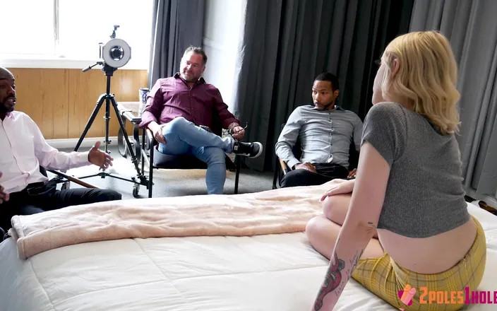 CreamPiled: Interview Hot New Blonde Before 2 Poles