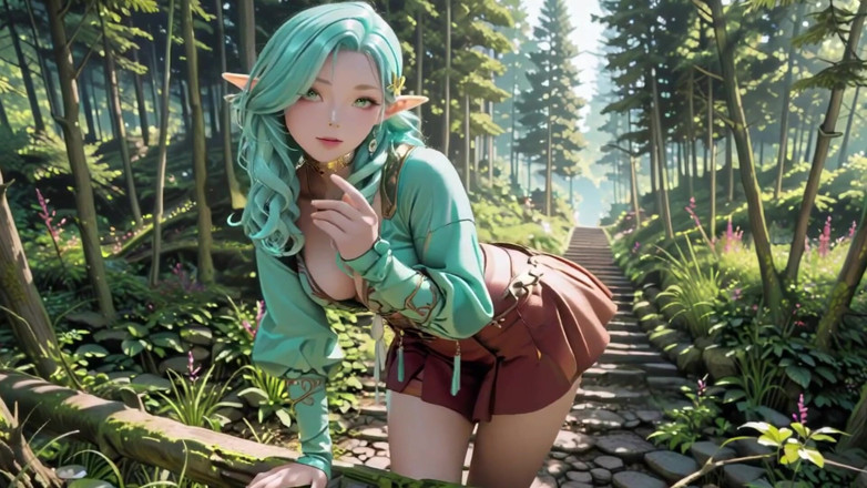 Seraphina Vale: Fantasi hutan! Mage berambut hijau &amp; Elf biru dalam berjalan-jalan peribadi