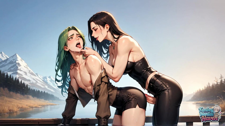 Femboy Hentai Haven: 록키 쇼어에서 광택있는 갈색 가죽 옷을 입은 트랜스젠더 - Kinkiest 펨보이 포르노!