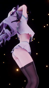 [mmd] Phut Hon College Girl Uniform; Black Stockings; Jiggling Breasts