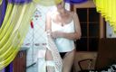 Cherry Lu: Merry Lukerya - горячий флирт на стиральной машине, белом нижнем белье и чулках-сеточках перед вебкамерой