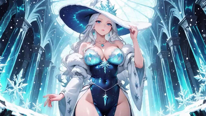 Tay Swift X: クリスタルホールにいる銀髪の氷魔導士!冷たく見えながら魔法を唱えているが、唇は震えている