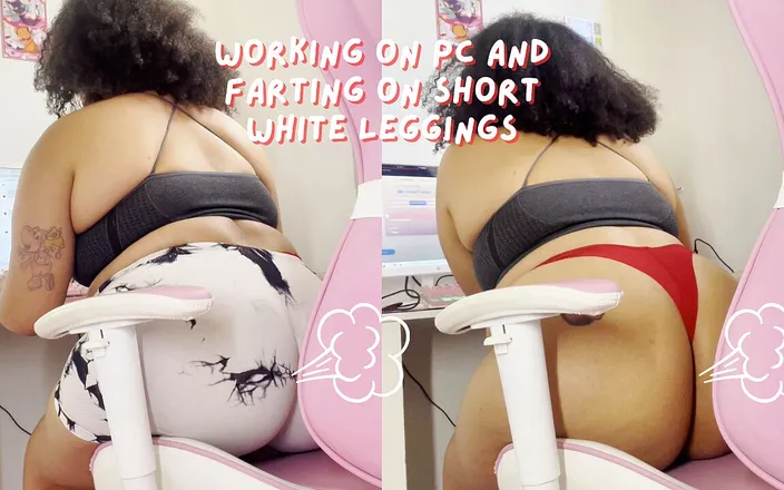 Cutiepiie Chubby: BBW Working on Pc and Farting on Short White Leggings