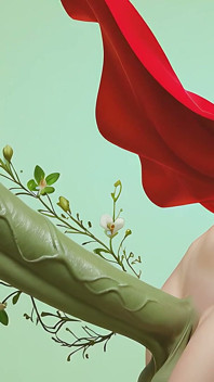 Beautiful Nude Elf Futa with Floating Enchanted Hair and Orchid Petals