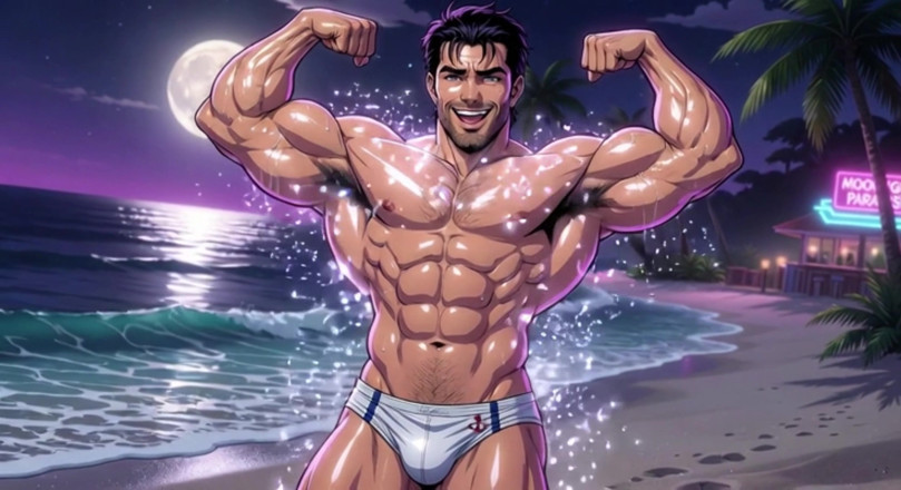 Erotic Man: Des mecs musclé en ia sur la plage