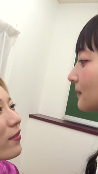 Hapimaru Licks Tsukino Ohkawa’s Nose - Japanese Lesbian Nose Fetish