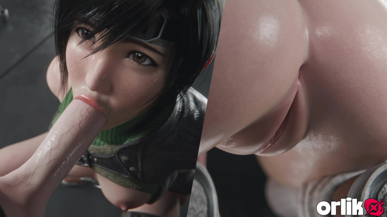 Orlikx: Yuffie Kisaragi อมควยใหญ่เลอะเทอะ - แอนิเมชั่น 3 มิติเลอะเทอะลึกและเลอะเทอะ