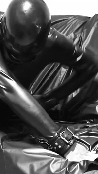 Rubber Gimp Electro Orgasm in Bondage
