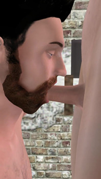 Animated 3D Gay Porn - Handsome Man Sucking Dick Through Glory Hole in Men's Toilet